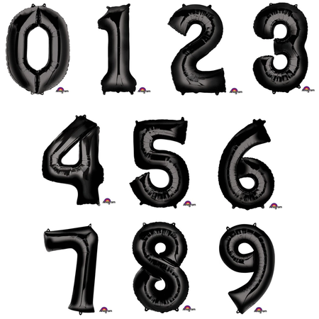 34" Black Number Balloons