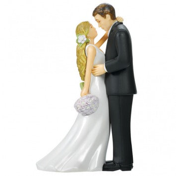 Bride & Groom w/ Bouquet Cake Topper 4 3/16in