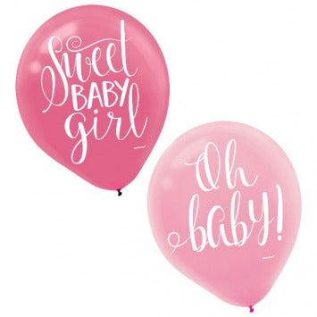 Floral Baby Latex Balloons - Asst. Colors 12in 15/ct