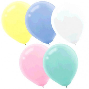 Assorted Pastel Solid Color Latex Balloons, 15ct 12in