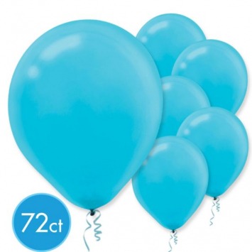 Caribbean Blue Solid Color Latex Balloons - Packaged, 72ct 12in