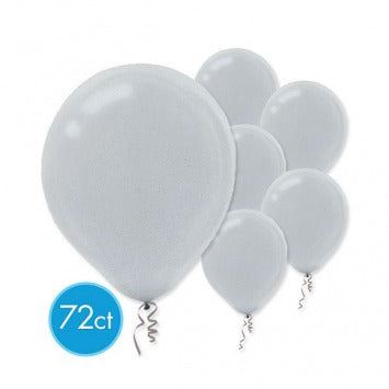 Silver Pearlized Latex Balloons - Packaged, 72ct 12in