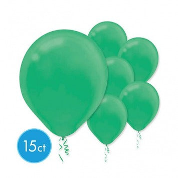 Festive Green Solid Color Latex Balloons - Packaged, 15ct 12in