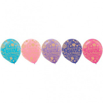 Happy Birthday Floral Organic Latex Balloons 12in 20/ct