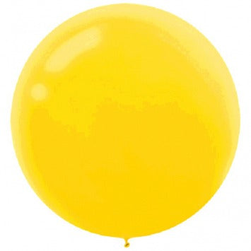 Round Latex Balloons - Yellow Sunshine 24in 4/ct