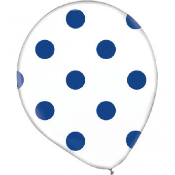 Latex Balloons Dots - Bright Royal Blue 12in 20/ct
