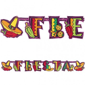 Fiesta Party Illustrated Letter Banner 4 3/4ft x7in