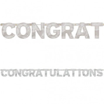 Congratulations - Large Foil Letter Banner 6 3/4ft x 6 1/4in