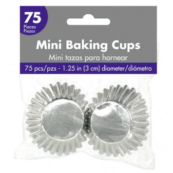 Mini Cupcake Cases - Silver 1 1/4in 75/ct