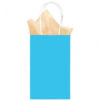 Caribbean Blue Solid Kraft Bag - Cub 8 1/2in H x 5 1/4in W x 3 1/2in D