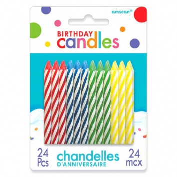 Birthday Candle Spiral Assortment - Primary 2 1/2in 24/ct