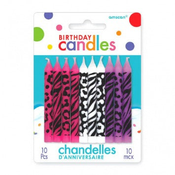 Animal Print Birthday Candle Assortment 2 1/2in 10/ct