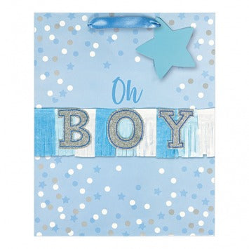 Sweet Boy Baby Large Bag w/Gift Tag 13in H x 10 1/2in W x 5in D