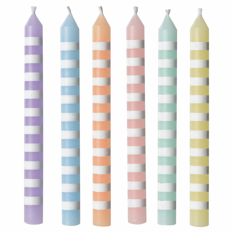 Pastel Striped Candles 3 1/4in 12/ct