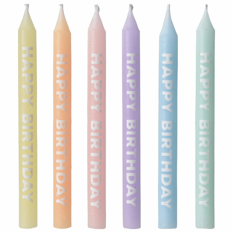 Pastel Happy Birthday Candles 3 1/4in 12/ct