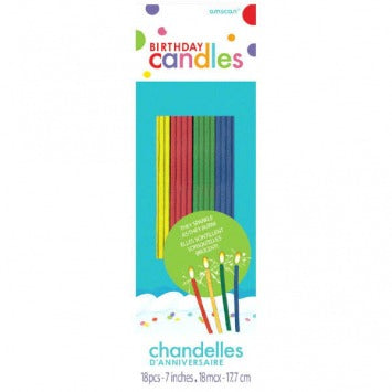 Sparkling Thin Party Novelty Candles Assorted Colors 18ct 7in