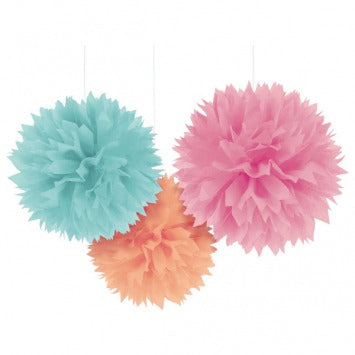 Fluffy Decorations - Pastel 16in 3/ct