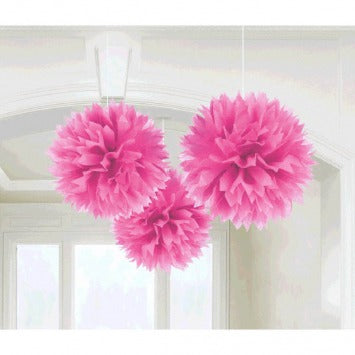 Bright Pink Fluffy Paper Decorations
16 in 3/ct