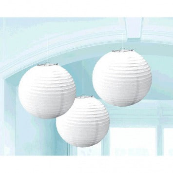 Frosty White Round Paper Lanterns 9 1/2in 3/ct