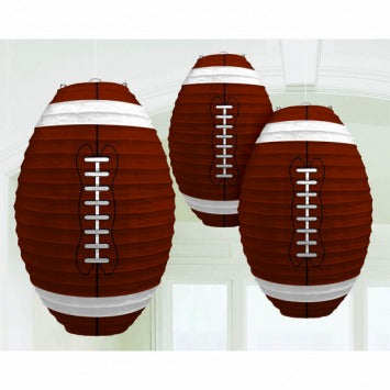 Football-Shaped Paper Lanterns 13 1/2in 3/ct