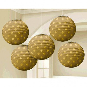 Mini Hot Stamp Lanterns - Gold 5in 5/ct