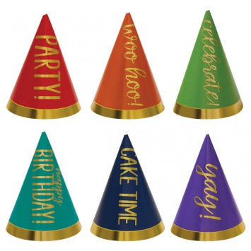 Birthday Accessories Rainbow Mini Cone Hats 4in 12/ct