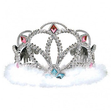 Tiara Diamond Electroplated Plastic w/Marabou 3 1/2in x 4 1/2in