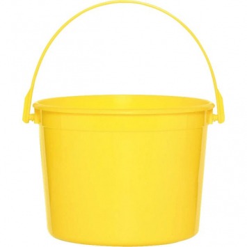 Yellow Sunshine Plastic Bucket w/Handle 6.25in Dia x 4 1/2in H