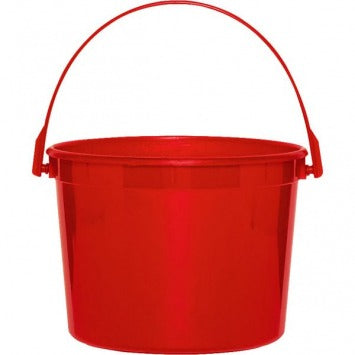 Apple Red Plastic Bucket w/Handle 6.25in Dia x 4 1/2in H