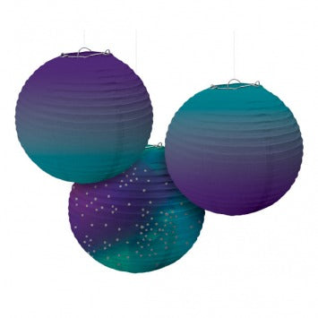 Sparkling Sapphire Ombre Paper Lanterns 9 1/2in 3/ct