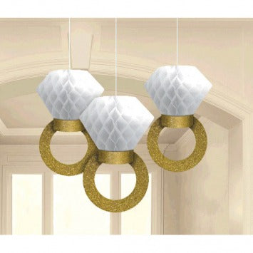 Honeycomb Ring Hanging Decorations 12in 3/ct