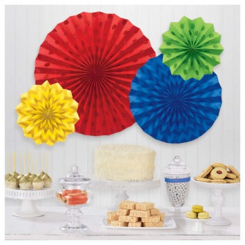 Glitter Paper Fans Rainbow 1-16in, 1-12in, 2-8in 4/ct