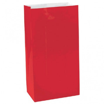 Mini Paper Bag - Apple Red 6 1/2in H x 3in W x 2in D 12/ct