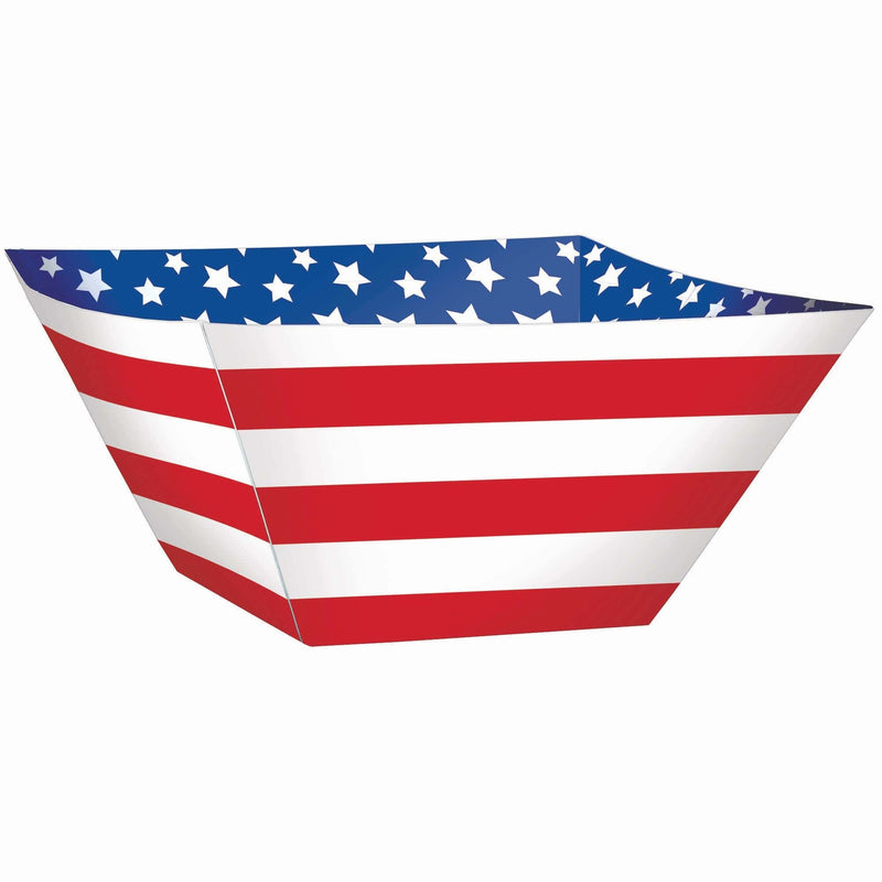 Red, White And Blue Paper Square Bowls 12 1/2in  x 12 1/2in, 3/ct