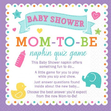 Baby Shower Trivia Napkins 10in x 10in 40/ct