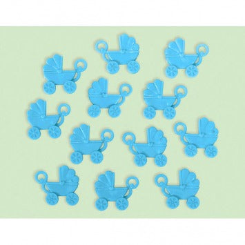 Baby Shower Carriage Charms - Blue 1 3/8in x 1 5/8in 12/ct