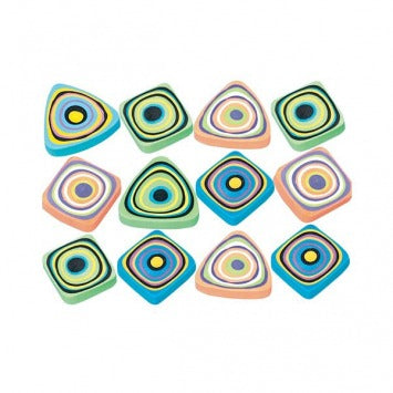 Swirl Erasers 1 1/4in x 1 1/4in x 1/4in 12/ct