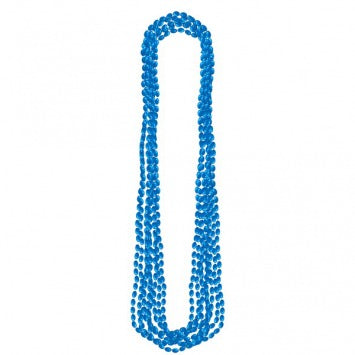 Blue Metallic Bead Necklaces 30in 8/ct