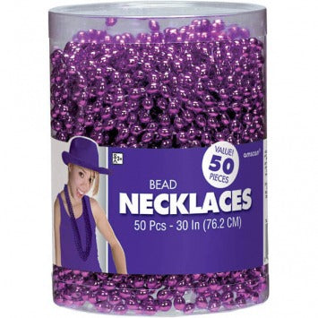 Purple Bead Necklaces 30in 50/ct