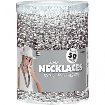 Silver Bead Necklaces 30in 50/ct