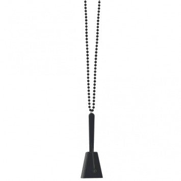 Black Clacker Necklace: Necklace 36in; Clacker, 3in x 4in