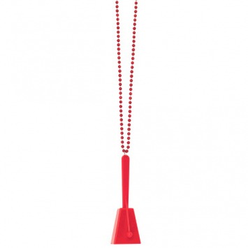 Red Clacker Necklace: Necklace, 36in; Clacker, 3in x 4in