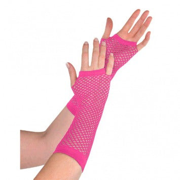 Pink Fishnet Long Gloves - One Size 2/ct