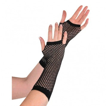 Black Fishnet Long Gloves - One Size 2/ct