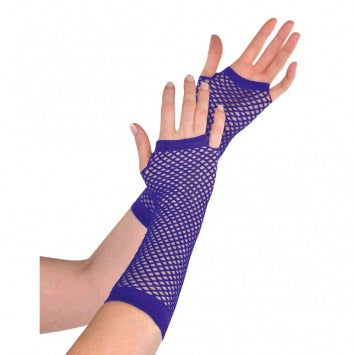 Purple Fishnet Long Gloves - One Size 2/ct