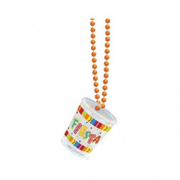 Fiesta Bead Chain Necklace w/Plastic Shot Glass 20in