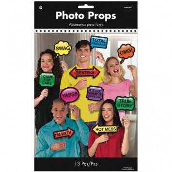 Photo Booth Photo Props - Trendy Phrases 13/ct