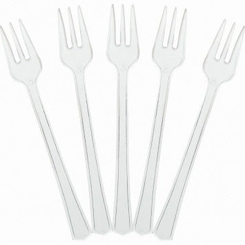 Clear Plastic Mini Forks 4in 40/ct