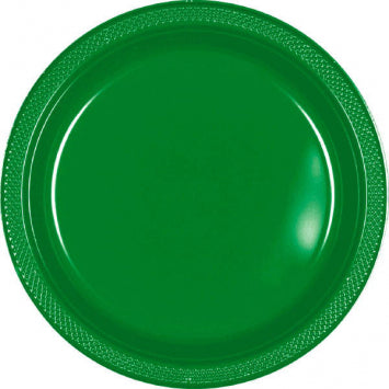 Festive Green Plastic Plates, 7in 20/ct