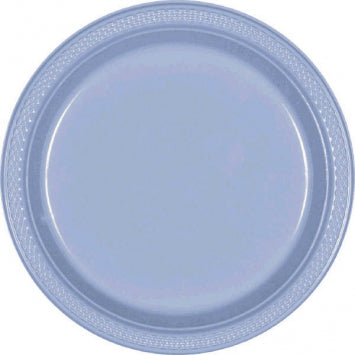 Pastel Blue Plastic Plates, 7in 20/ct